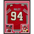 Framed Autographed/Signed Charles Haley 35x39 San Francisco Red Alternate Football Jersey JSA COA