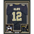 Framed Autographed/Signed Chris Olave 35x39 New Orleans Black Football Jersey Beckett BAS COA