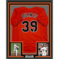 Framed Autographed/Signed Corbin Burnes 35x39 Baltimore Orange Baseball Jersey Beckett BAS COA
