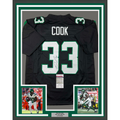 Framed Autographed/Signed Dalvin Cook 35x39 New York Black Football Jersey JSA COA
