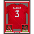 Framed Autographed/Signed Fabinho Liverpool 35x39 Red Soccer Jersey Beckett BAS COA