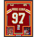 Framed Autographed/Signed Felix Anudike-Uzomah 35x39 Kansas City Red Football Jersey JSA COA