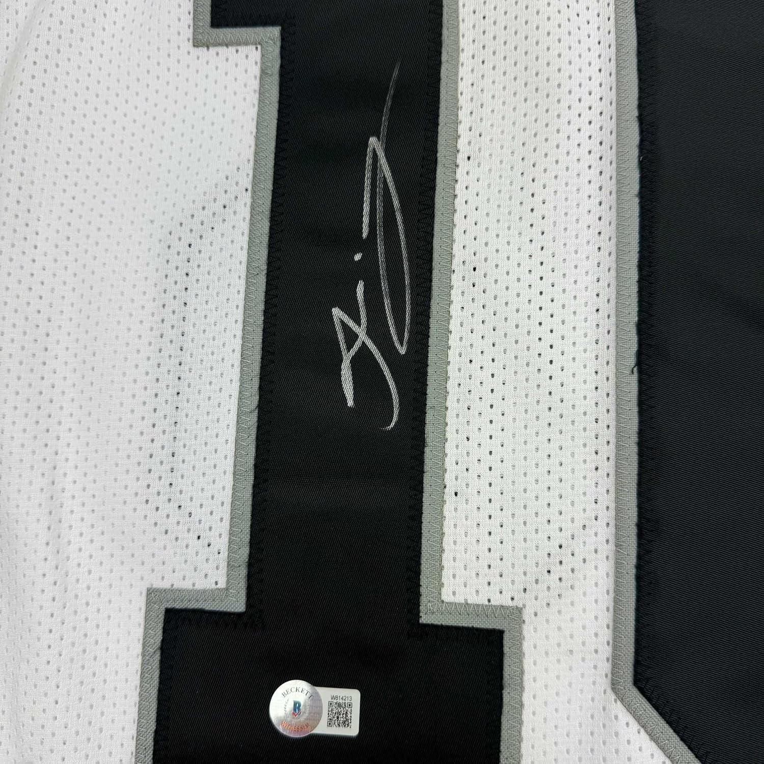 Framed Autographed/Signed Jakobi Meyers 35x39 Las Vegas Oakland White Football Jersey Beckett BAS COA