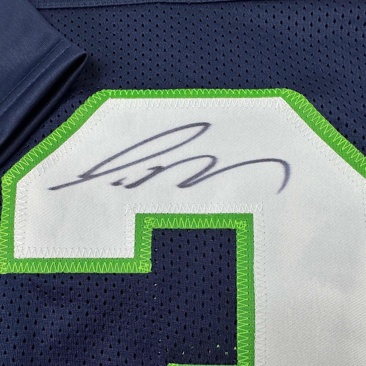 Framed Autographed/Signed Jamal Adams 35x39 Seattle Navy Blue Football Jersey JSA COA