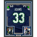 Framed Autographed/Signed Jamal Adams 35x39 Seattle Navy Blue Football Jersey JSA COA