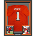 Framed Autographed/Signed Ja'Marr Chase 35x39 Cincinnati Orange Football Jersey JSA COA