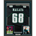 Framed Autographed/Signed Jordan Mailata 35x39 Philadelphia Black Football Jersey Beckett BAS COA