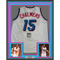 Framed Autographed/Signed Mario Chalmers 35x39 Miami Vice White Basketball Jersey JSA COA
