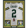Framed Autographed/Signed Mason Crosby 35x39 Green Bay White Football Jersey JSA COA