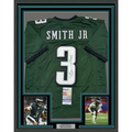 Framed Autographed/Signed Nolan Smith Jr. 35x39 Philadelphia Green Football Jersey JSA COA