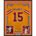 Framed Autographed/Signed Patrick Mahomes 35x39 Kansas City Yellow Football Jersey Beckett BAS COA