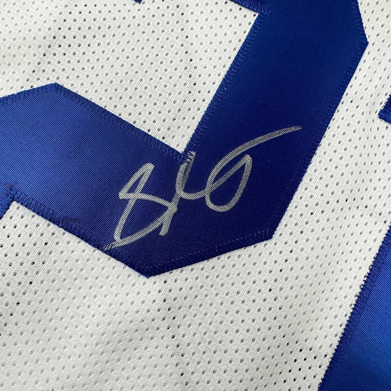 Framed Autographed/Signed Stephon Gilmore 35x39 Dallas White Football Jersey JSA COA