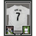 Framed Autographed/Signed Vini Vinicius Jr. #7 35x39 Real Madrid White Soccer Jersey Beckett BAS COA