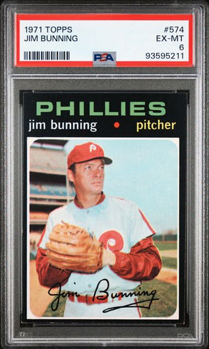 Graded 1971 Topps Jim Bunning #574 Baseball Card PSA 6 EX-MT