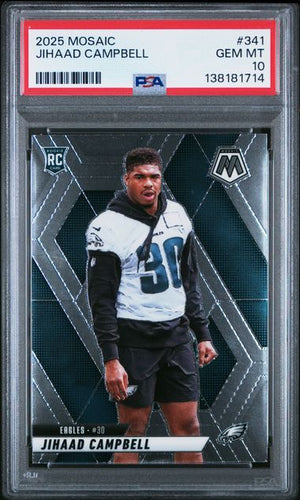Graded 2025 Panini Mosaic Jihaad Campbell #341 Rookie RC Football Card PSA 10 Gem Mint