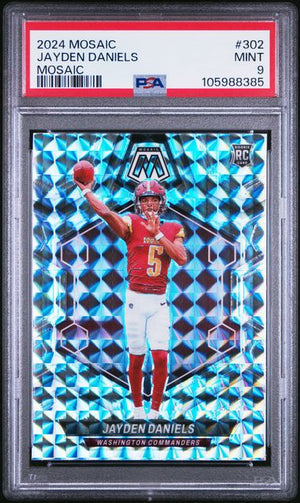 Graded 2024 Panini Mosaic Jayden Daniels #302 Mosaic Rookie RC Football Card PSA 9 Mint
