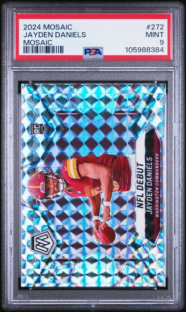 Graded 2024 Panini Mosaic Silver Mosaic Jayden Daniels #272 Rookie RC Football Card PSA 9 Mint