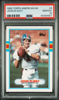 Graded 1989 Topps American/UK John Elway #4 Football Card PSA 10 Gem Mint