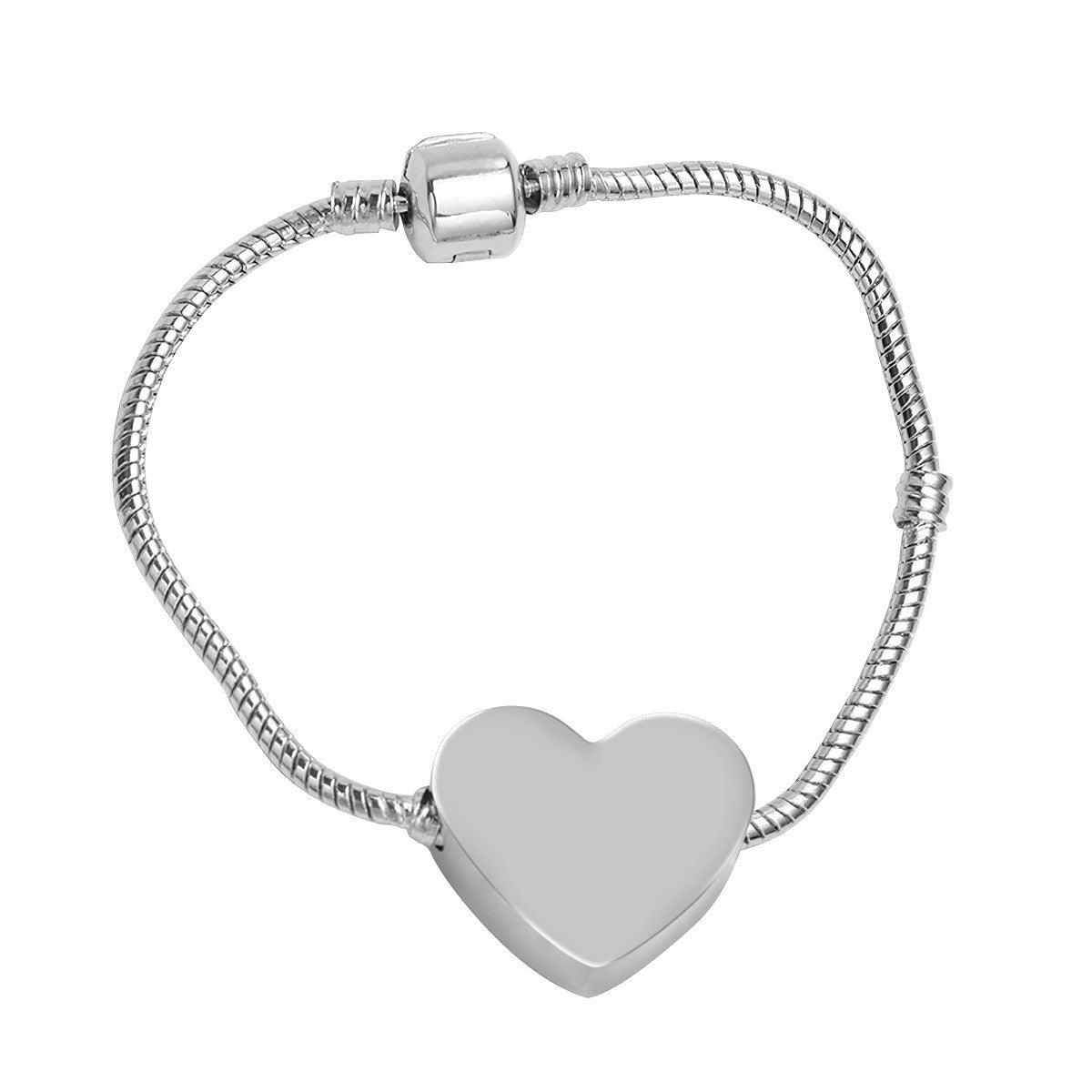 Personalised Raccoon Bracelet, Heart Shaped Name Snake Bone Bracelet | Metal