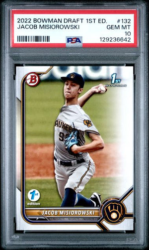 Graded 2022 Topps Bowman Draft 1st Edition Jacob Misiorowski #BD132 Rookie RC Baseball Card PSA 10 Gem Mint