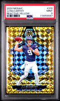 Graded 2024 Panini Mosaic JJ McCarthy #310 Reactive Yellow Rookie RC Football Card PSA 9 Mint