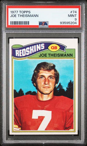 Graded 1977 Topps Joe Theismann #74 Football Card PSA 9 Mint