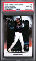 Graded 2025 Topps Chrome Update James Wood #25 Night Terrors Rookie RC Baseball Card PSA 10 Gem Mint