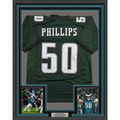 Framed Autographed/Signed Jaelan Phillips 35x39 Philadelphia Midnight Green Football Jersey PSA/DNA COA