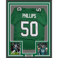Framed Autographed/Signed Jaelan Phillips 35x39 Philadelphia Kelly Green Football Jersey PSA/DNA COA