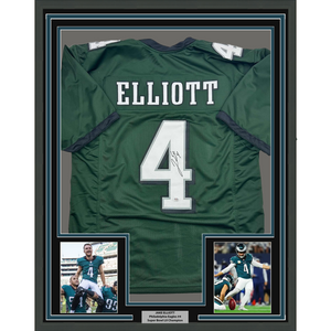Framed Autographed/Signed Jake Elliott 35x39 Philadelphia Green Football Jersey PSA/DNA COA