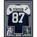 Framed Autographed/Signed Jake Ferguson 35x39 Dallas Thanksgiving Football Jersey Beckett BAS COA