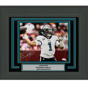 Framed Autographed/Signed Jalen Hurts Philadelphia Eagles 11x14 Football Photo JSA COA #4