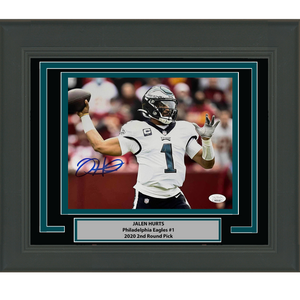 Framed Autographed/Signed Jalen Hurts Philadelphia Eagles 8x10 Football Photo JSA COA #4