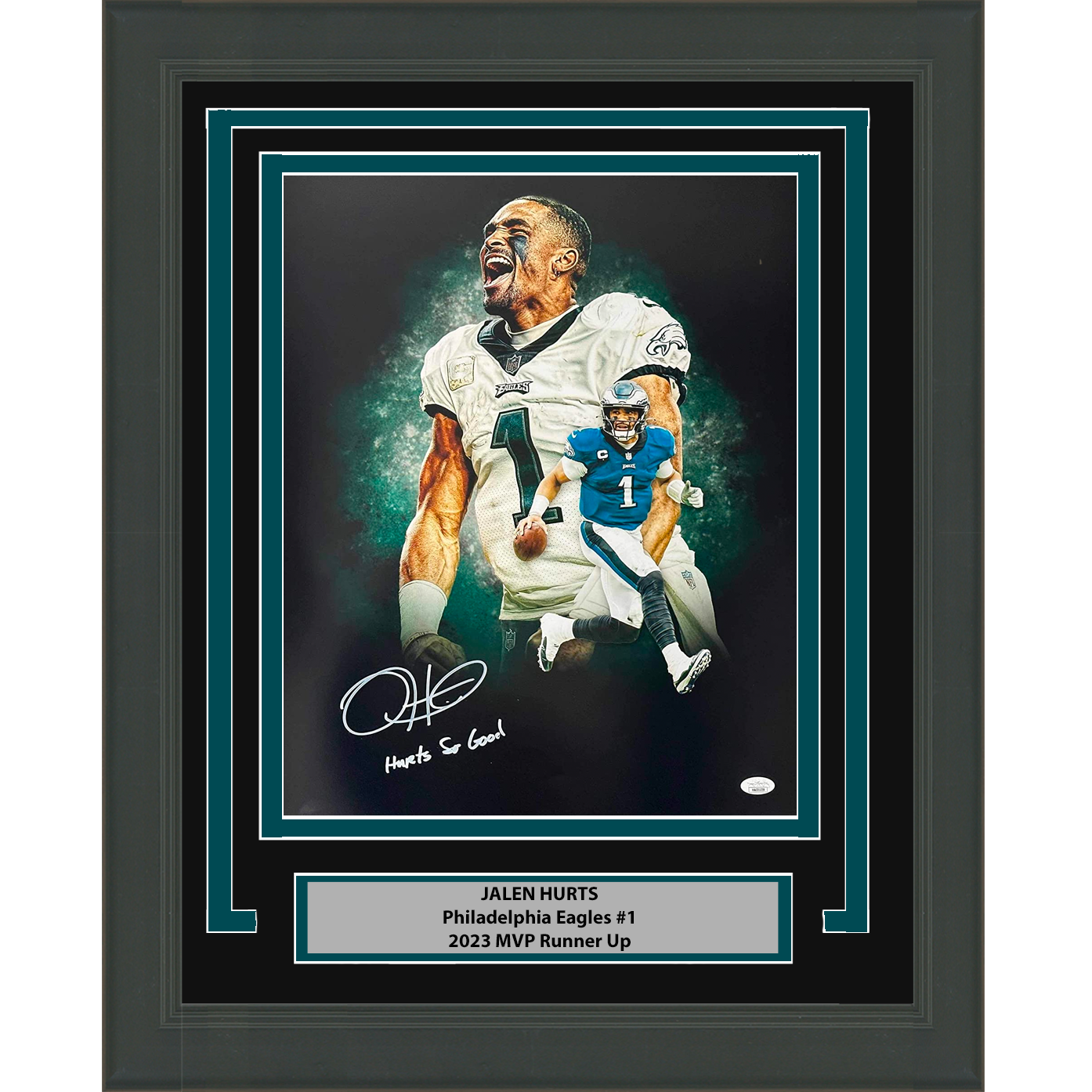 Framed Autographed/Signed Jalen Hurts So Good Inscribed Philadelphia Eagles 16x20 Football Photo JSA COA #4