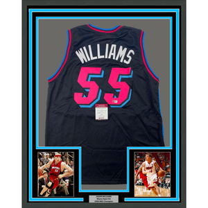 Framed Autographed/Signed Jason Williams 35x39 Miami Black Vice City Basketball Jersey Pristine PA COA