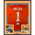 Framed Autographed/Signed Jason Witten 35x39 Tennessee Orange College Football Jersey Beckett BAS COA