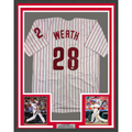 Framed Autographed/Signed Jayson Werth 35x39 Philadelphia Pinstripe Baseball Jersey Beckett BAS COA