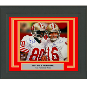 Framed Autographed/Signed Joe Montana & Jerry Rice San Francisco 49ers 16x20 Football Photo Beckett BAS COA #2
