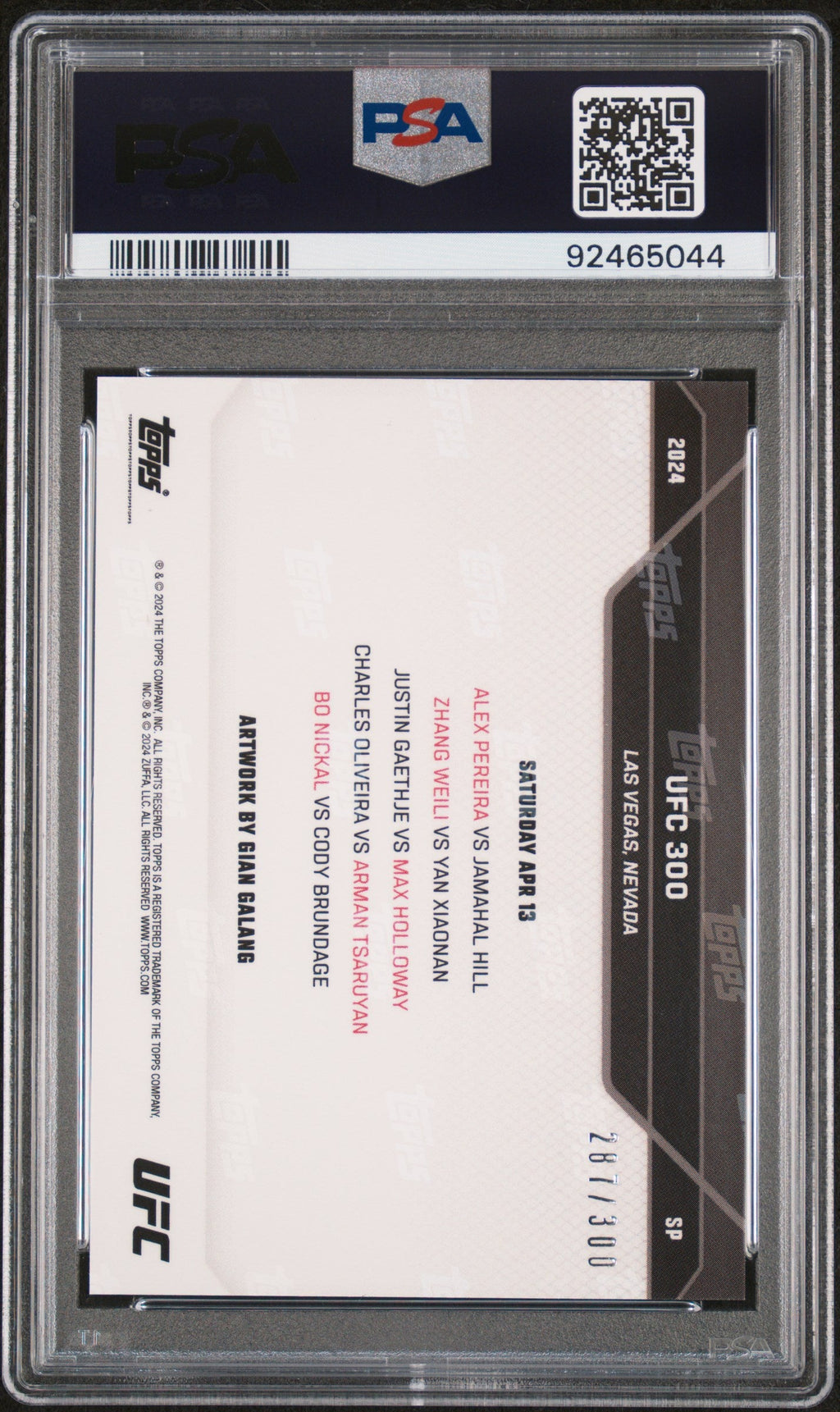 Graded 2024 Topps Now UFC Short Print UFC 300 Poster UFC MMA Card PSA 9 Mint