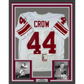 Framed Autographed/Signed John David Crow 35x39 57 Heisman Texas A&M White College Football Jersey JSA COA