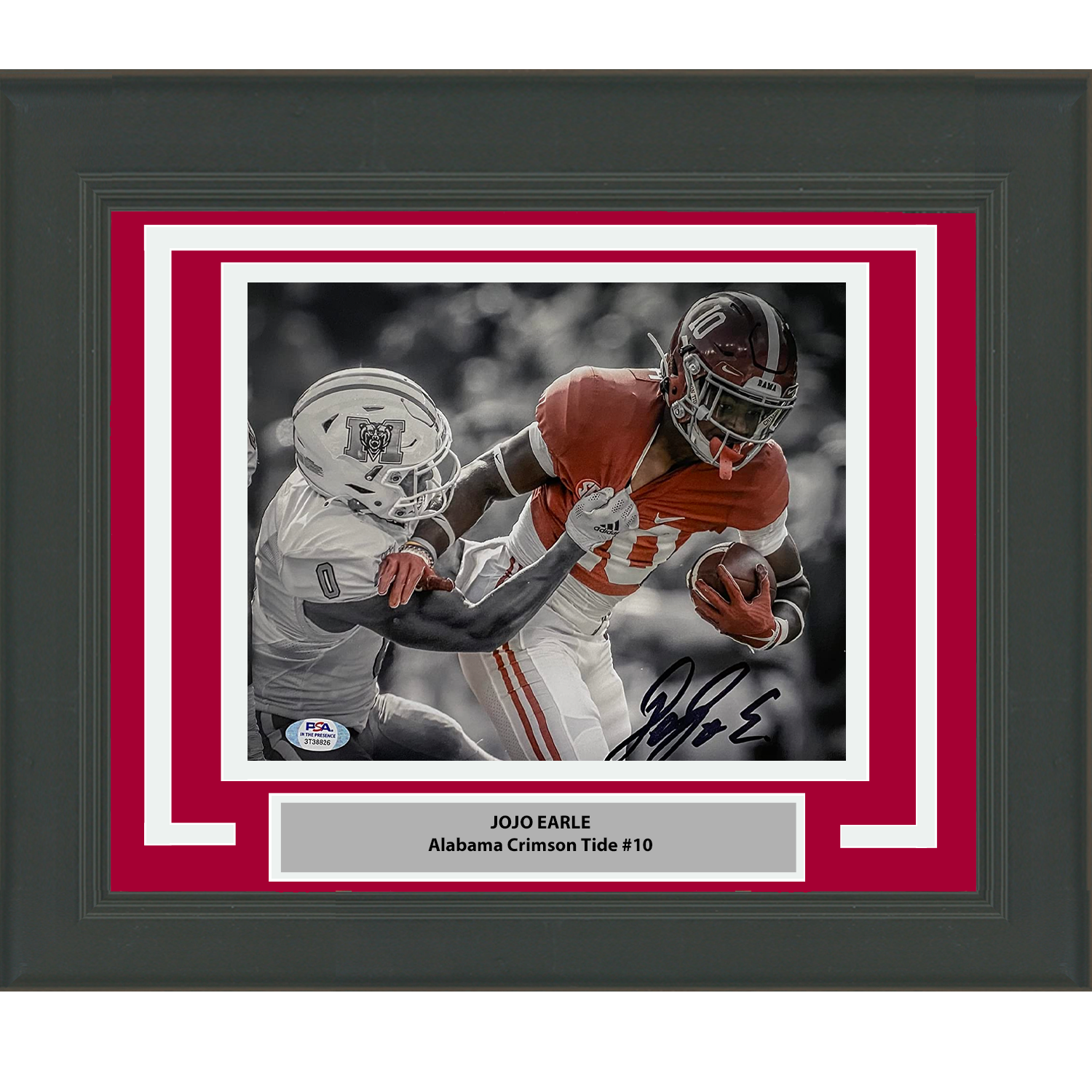 Framed Autographed/Signed JoJo Earle Alabama Crimson Tide 8x10 College Football Photo PSA/DNA COA #1