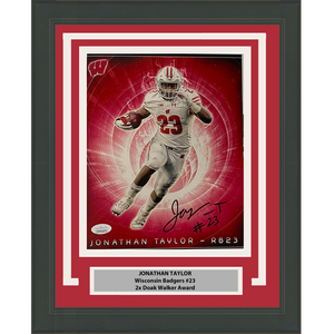 Framed Autographed/Signed Jonathan Taylor Wisconsin Badgers 8x10 College Football Photo JSA COA #9