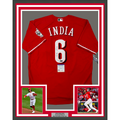 Framed Autographed/Signed Jonathan India 35x39 Cincinnati Red Baseball Jersey JSA COA