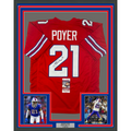 Framed Autographed/Signed Jordan Poyer 35x39 Buffalo Red Football Jersey JSA COA