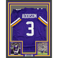 Framed Autographed/Signed Jordan Addison 35x39 Minnesota Purple Football Jersey JSA COA