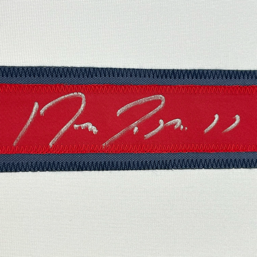 Framed Autographed/Signed Jose Ramirez 35x39 Cleveland White Baseball Jersey Beckett BAS COA