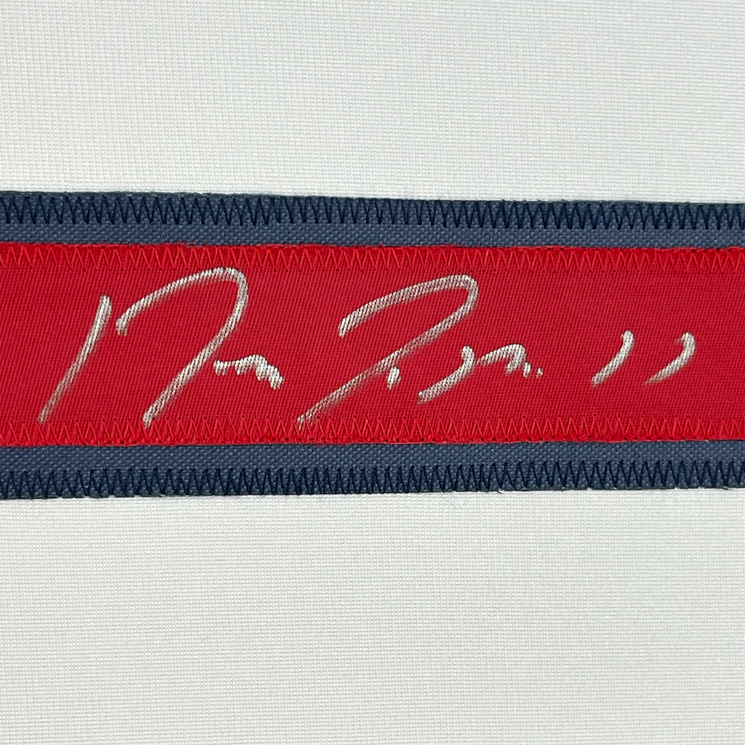 Framed Autographed/Signed Jose Ramirez 35x39 Cleveland White Baseball Jersey Beckett BAS COA