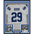 Framed Autographed/Signed Joseph Addai 35x39 Indianapolis White Football Jersey JSA COA