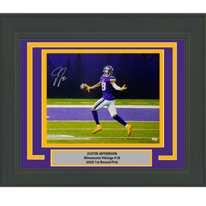 Framed Autographed/Signed Justin Jefferson Minnesota Vikings 16x20 Football Photo JSA COA