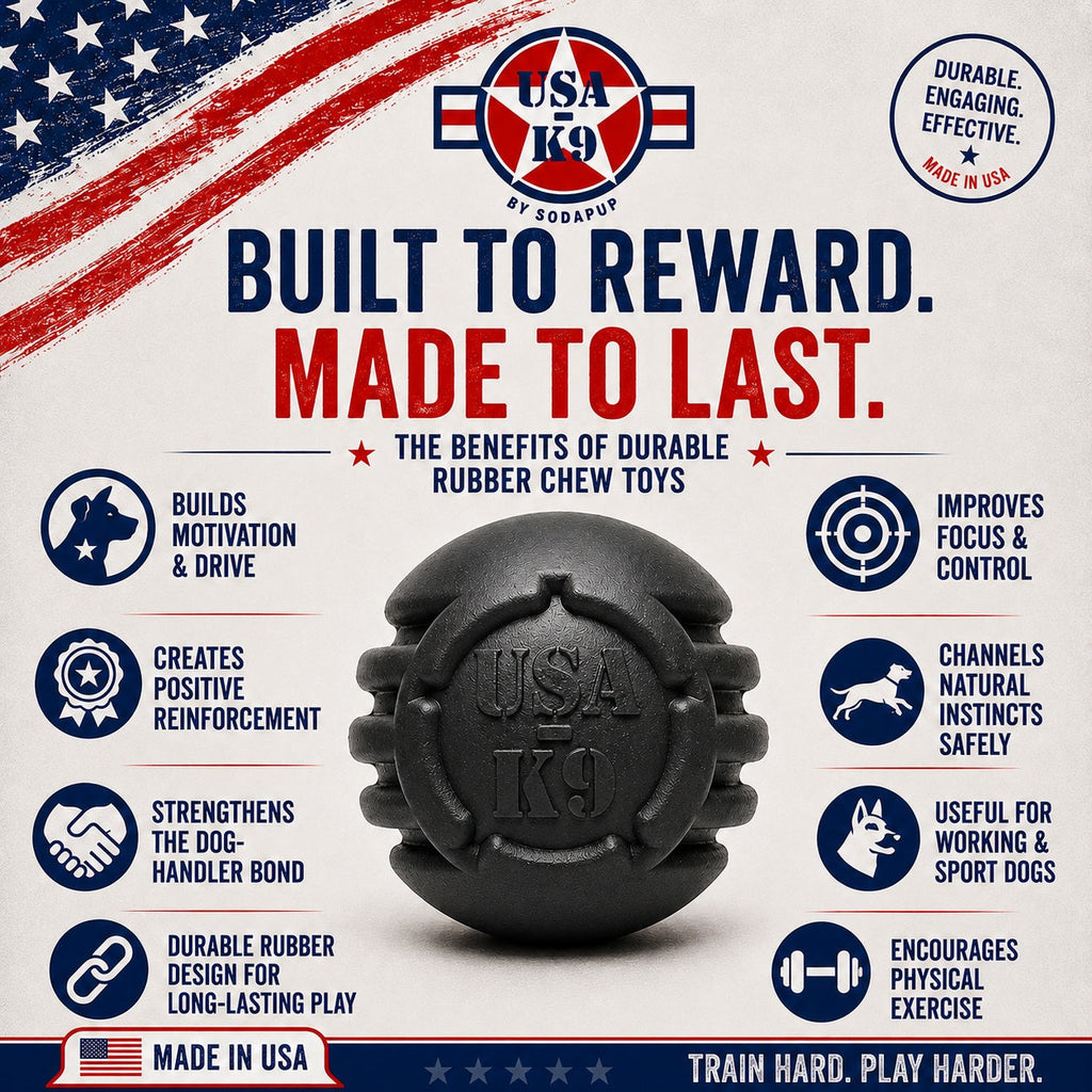 USA-K9 Stars and Stripes Rubber Dog Toy | K9 Handler Reward Toy | Red | USA Made (Copy)